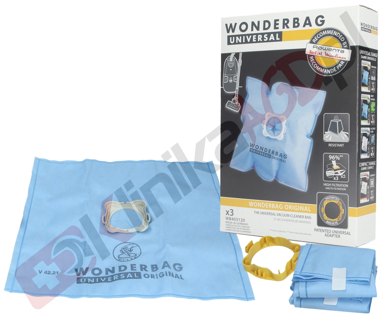 Worki uniwersalne syntetyczne Rowenta Original WB403120 WonderBag do odkurzacza bezprzewodowego 3szt WB403120